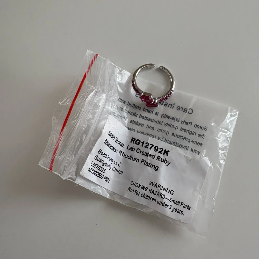 Bomb Party July25 Kids Ring RG12792K Ruby Rhodium Plating